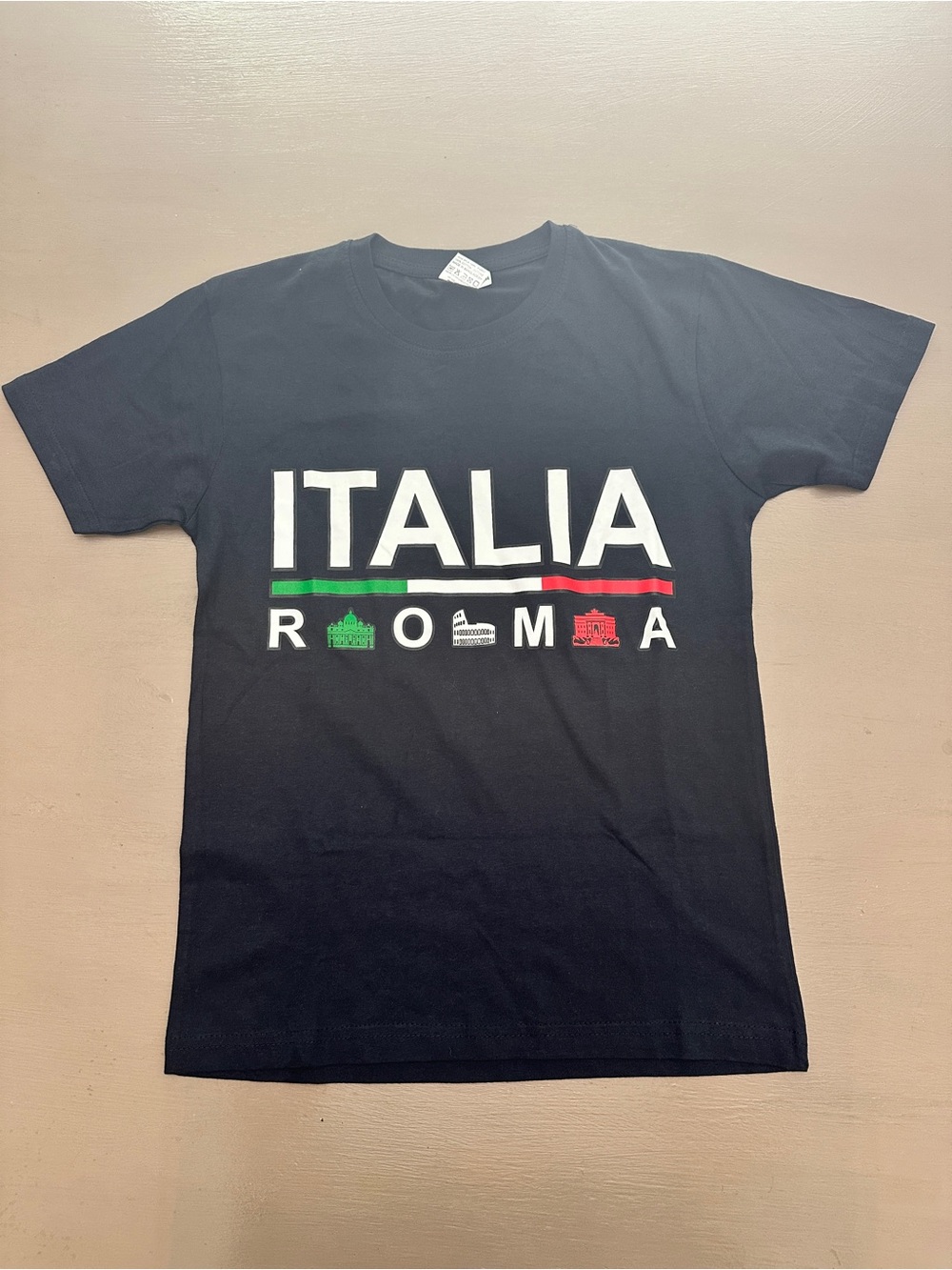 Smartee Italia Roma Graphic T-Shirt Kids Size 13/14 Black Cotton Souvenir Tee